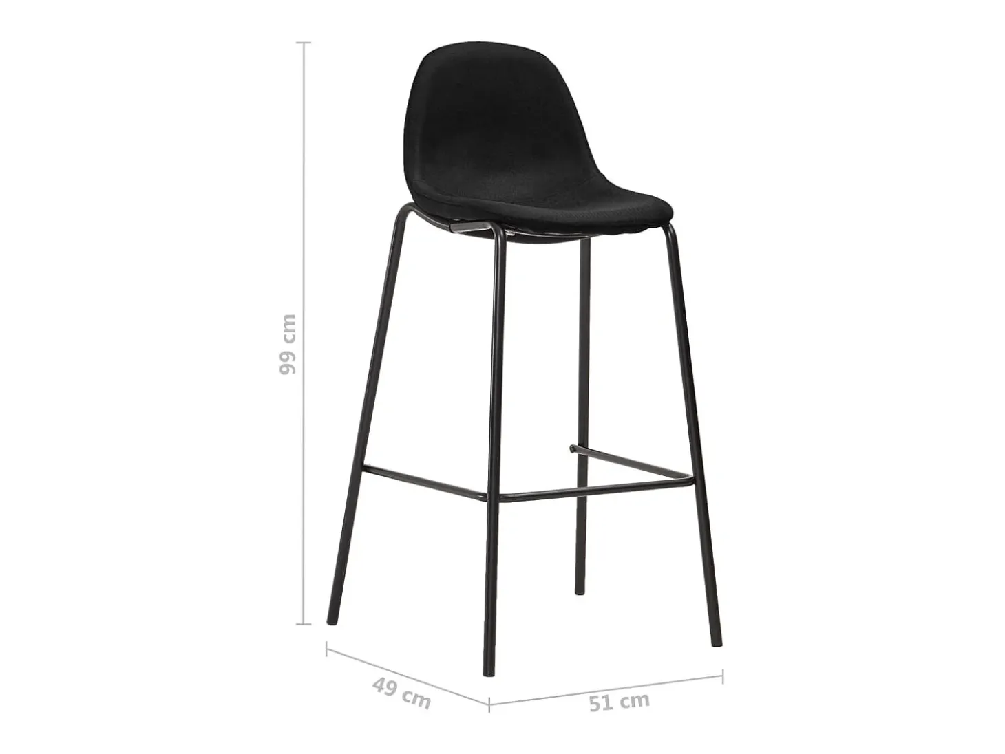 Juego de 4 sillas de bar de tela negra