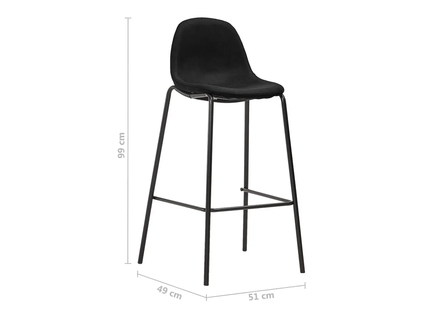 Juego de 2 sillas de bar de tela negra