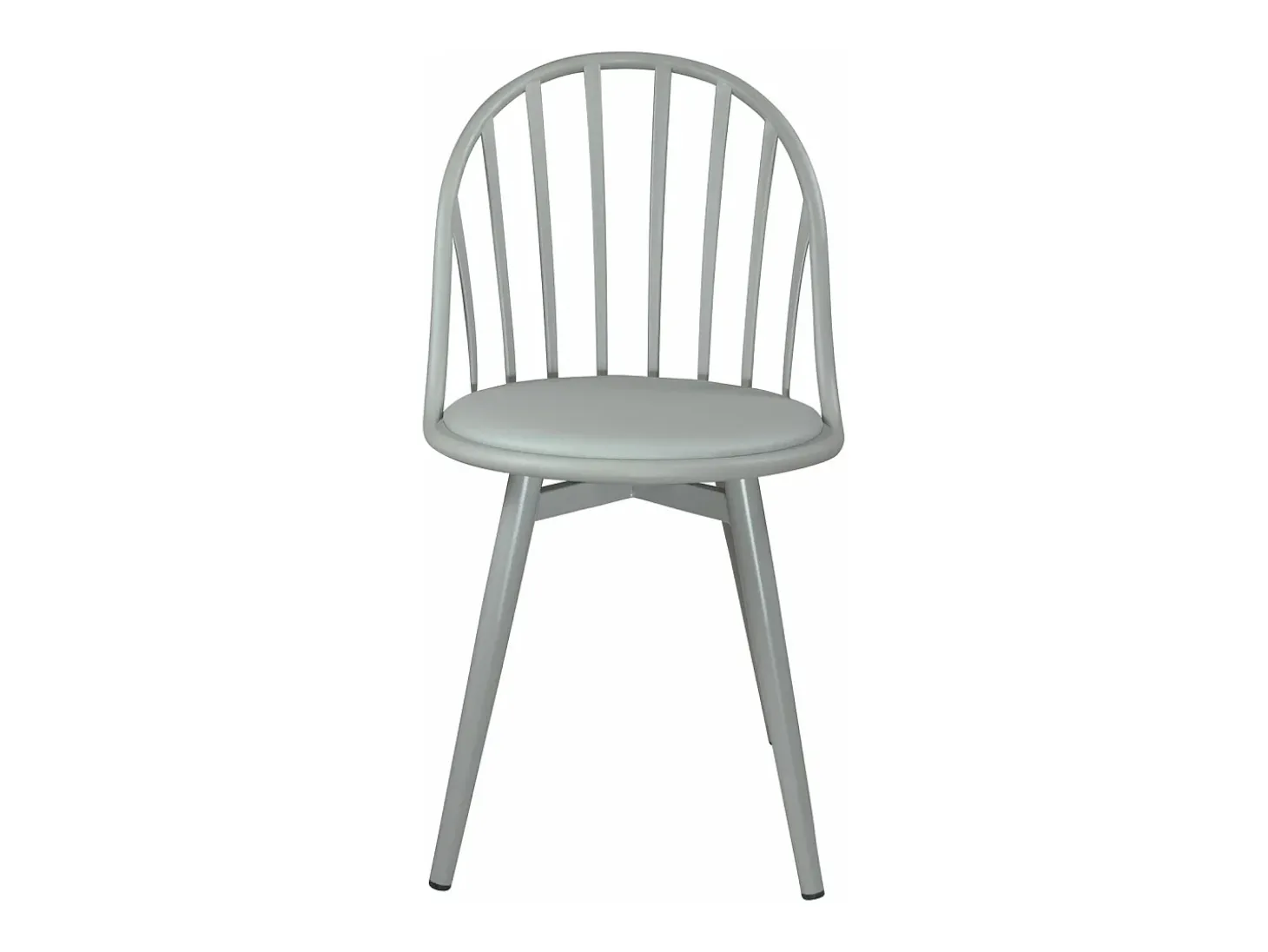 Juego de 2 sillas de cocina con respaldo de barrotes, cojín de cuero sintético, patas de metal BOLD (gris)