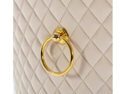 Juego de 2 sillas de cocina de terciopelo beige, estructura de metal dorado