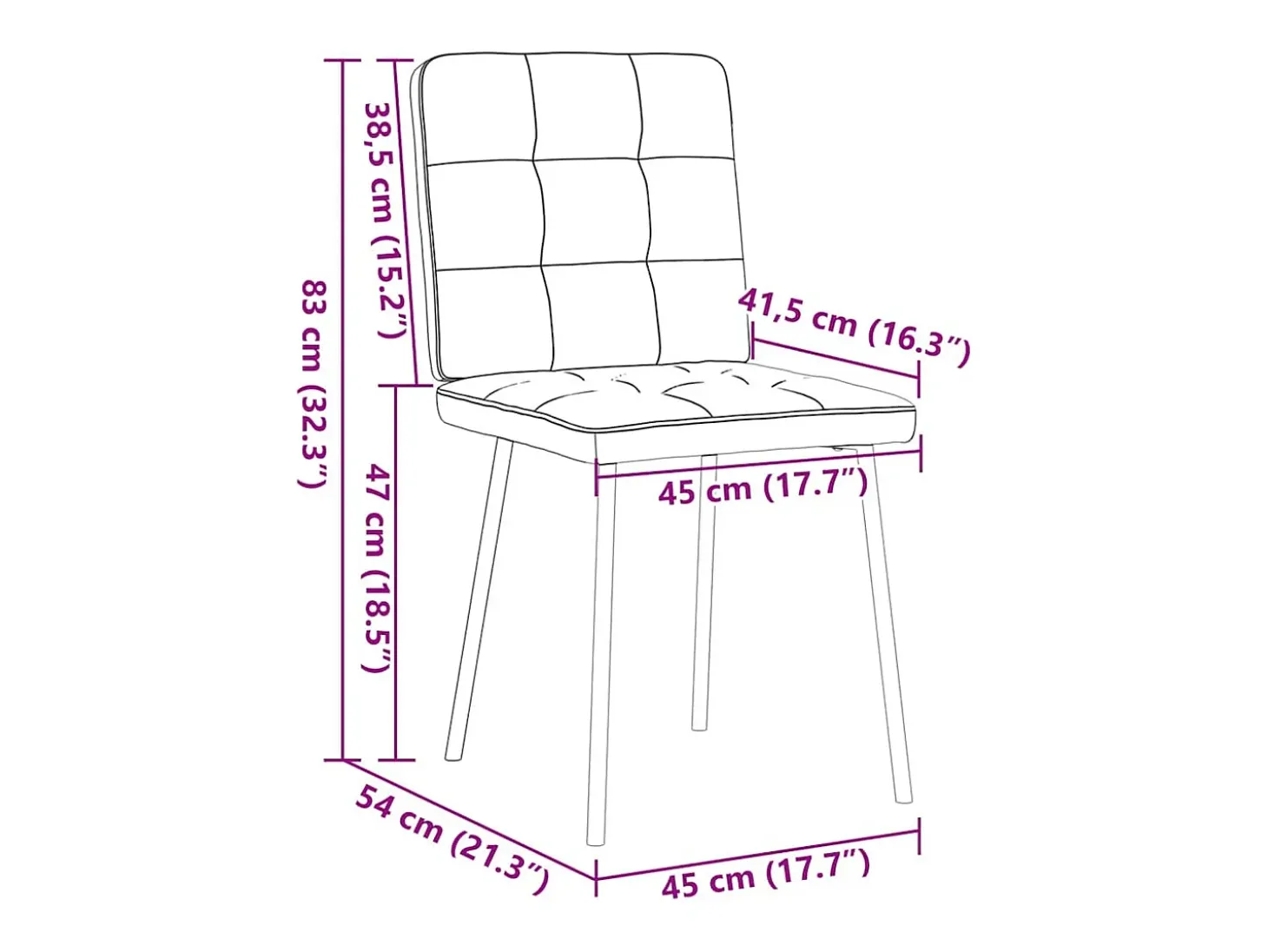 Juego de 2 sillas de comedor de terciopelo gris oscuro