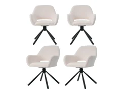 Juego de 4 sillas de comedor - tela sherpa blanca - con reposabrazos y función giratoria