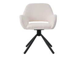 Juego de 4 sillas de comedor - tela sherpa blanca - con reposabrazos y función giratoria