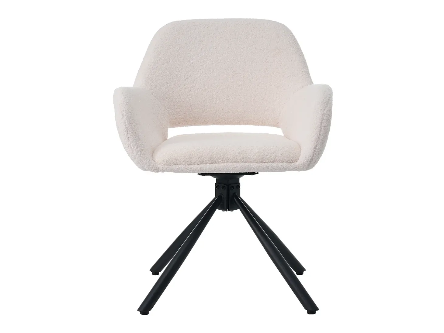 Juego de 4 sillas de comedor - tela sherpa blanca - con reposabrazos y función giratoria