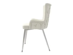 Juego de 4 sillas de comedor de terciopelo con patas de metal plateado, color beige (62,87 x 58,42 x 55,88 cm)