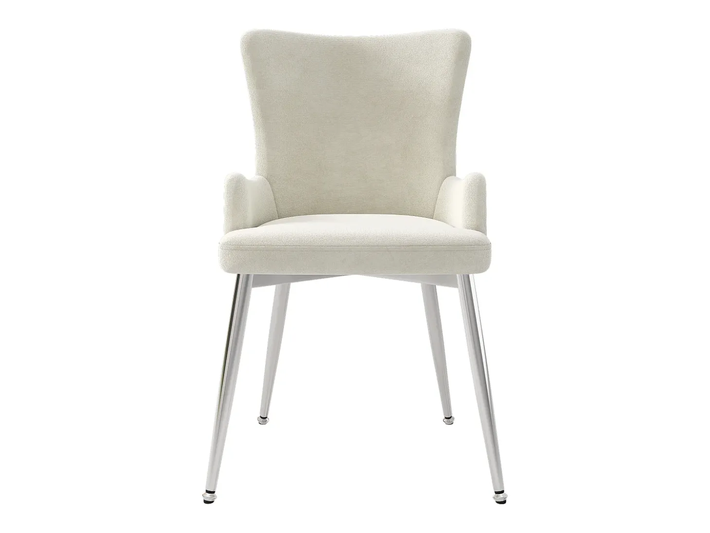Juego de 4 sillas de comedor de terciopelo con patas de metal plateado, color beige (62,87 x 58,42 x 55,88 cm)