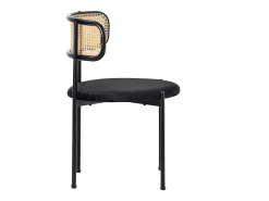 Juego de 6 sillas de comedor de terciopelo y ratán con patas de metal - Negro