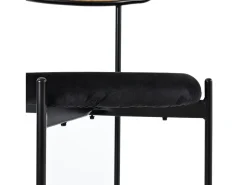 Juego de 6 sillas de comedor de terciopelo y ratán con patas de metal - Negro