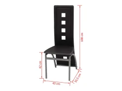 Juego de 6 sillas de comedor de piel sintética negra