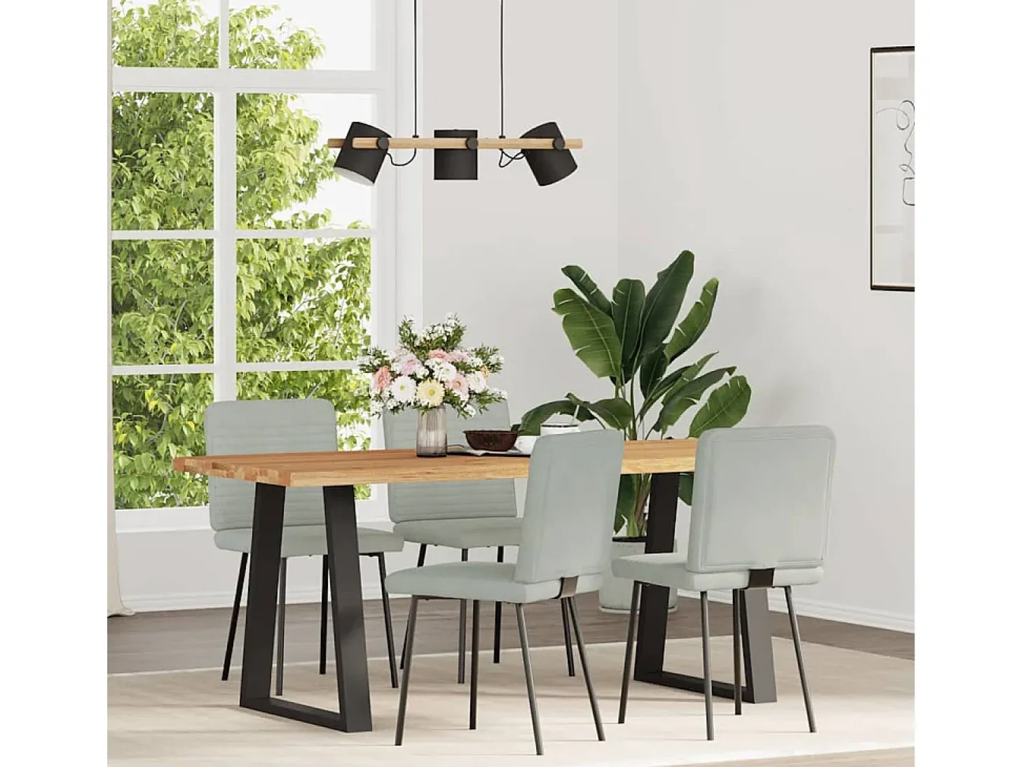 Juego de 4 sillas de comedor de terciopelo gris claro