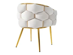 Juego de 2 sillas de comedor en terciopelo beige con respaldo acolchado y estructura de metal dorado