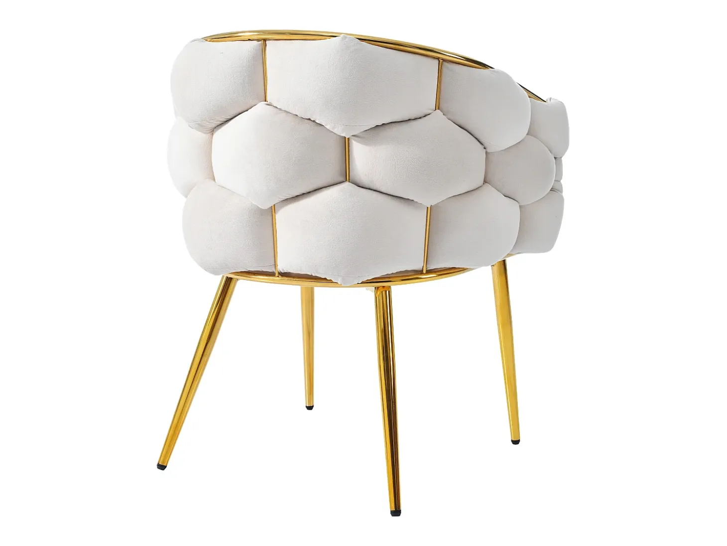 Juego de 2 sillas de comedor en terciopelo beige con respaldo acolchado y estructura de metal dorado