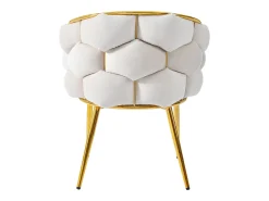 Juego de 2 sillas de comedor en terciopelo beige con respaldo acolchado y estructura de metal dorado