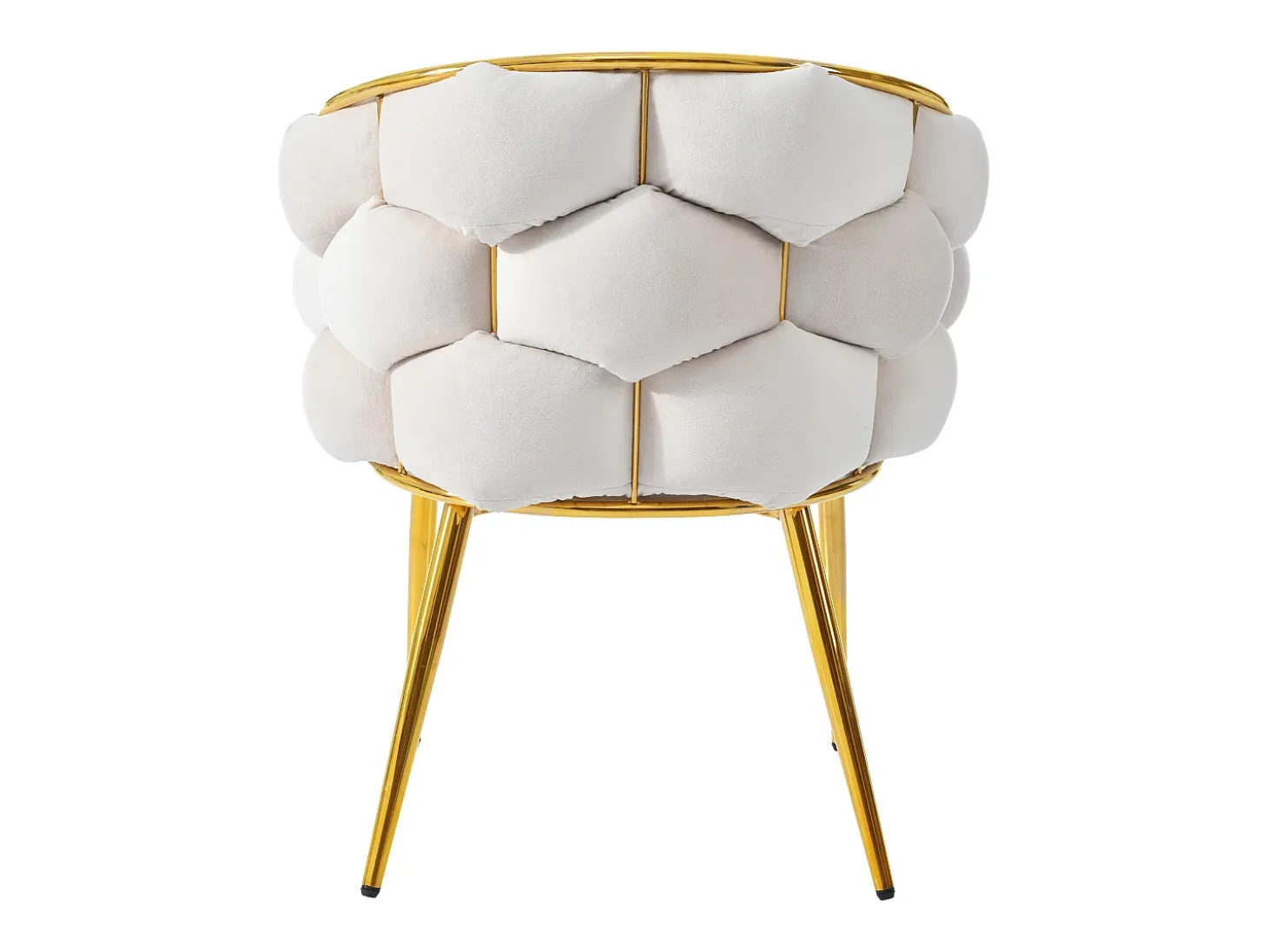 Juego de 2 sillas de comedor en terciopelo beige con respaldo acolchado y estructura de metal dorado