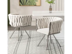 Juego de 4 sillas de comedor de terciopelo, sillas giratorias de lujo para salón y dormitorio, con patas de metal (62 x 60 x 57 cm)