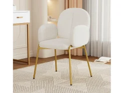 Juego de 2 sillas de comedor - 55 x 64,5 x 88 cm - silla de tocador - patas doradas - terciopelo - beige