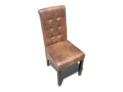 Juego de 6 sillas de comedor de piel sintética marrón