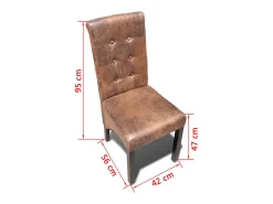 Juego de 6 sillas de comedor de piel sintética marrón