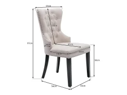 Juego de 6 sillas de comedor tapizadas en lino - 53 x 54 x 97 cm - patas de roble - sillón - beige
