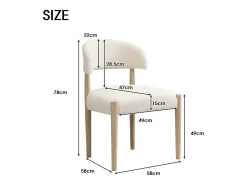 Juego de 4 sillas de comedor de madera maciza - 58 x 58 x 78 cm - estilo moderno - transpirable - acabado rizado - natural