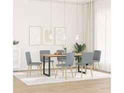 Juego de 6 sillas de comedor de tela gris claro