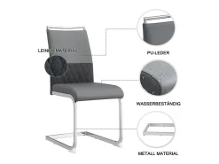 Juego de 6 sillas de comedor modernas con respaldo alto y patas tapizadas, respaldo de rayas cruzadas para comedor, cocina y oficina, color gris