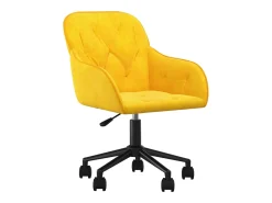 Juego de 2 sillas de comedor giratorias de terciopelo amarillo