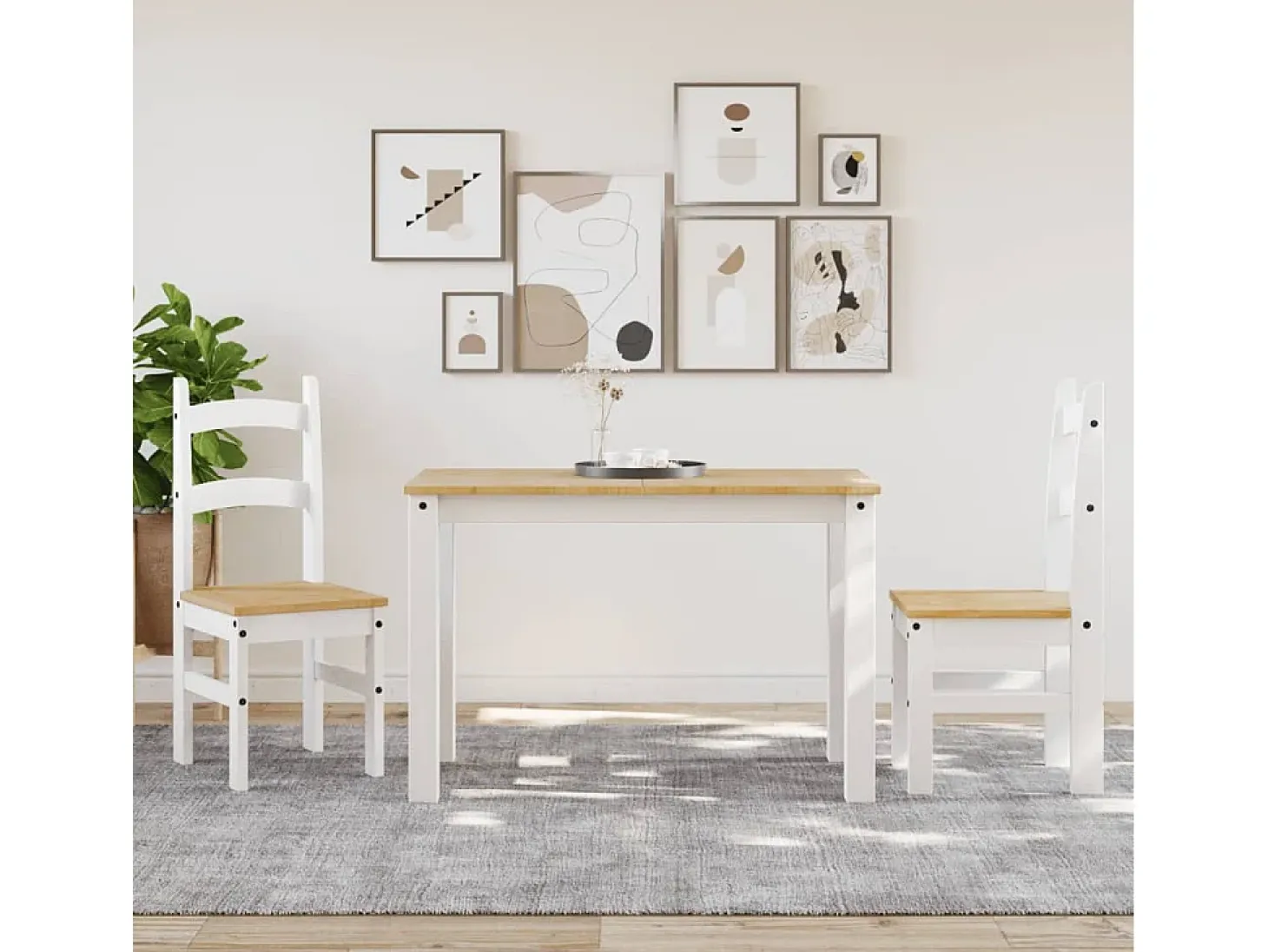Juego de 2 sillas de comedor blancas 40x46x99 cm madera maciza de pino