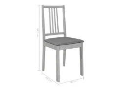 Juego de 2 sillas de comedor con cojines de madera maciza gris