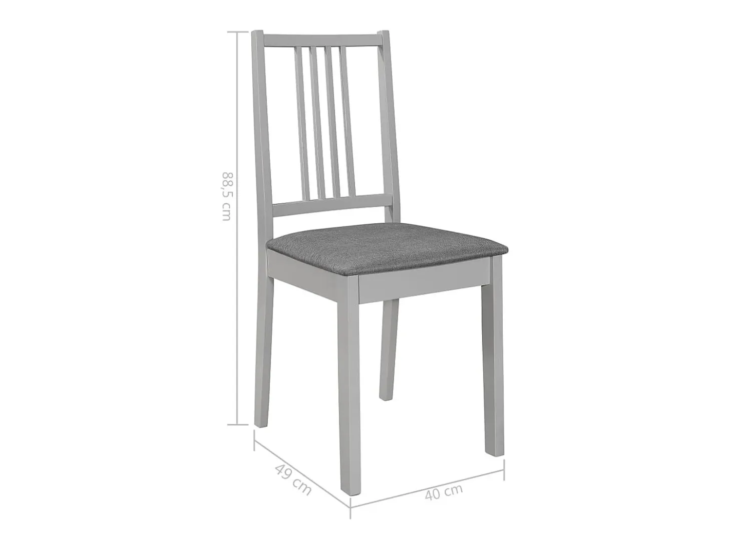 Juego de 2 sillas de comedor con cojines de madera maciza gris