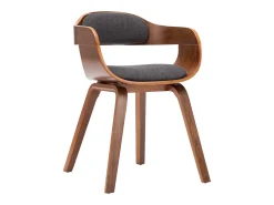 Juego de 2 sillas de comedor de tela gris oscuro y madera curvada
