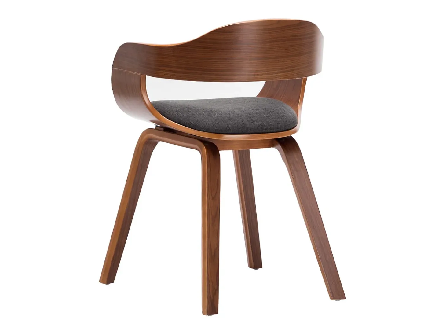 Juego de 2 sillas de comedor de tela gris oscuro y madera curvada
