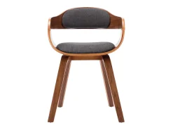 Juego de 2 sillas de comedor de tela gris oscuro y madera curvada