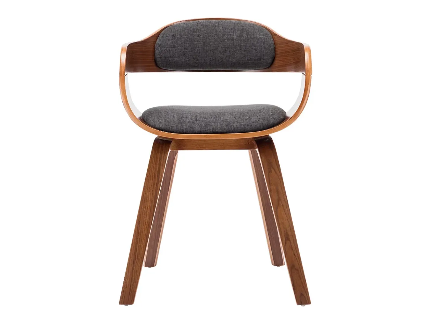 Juego de 2 sillas de comedor de tela gris oscuro y madera curvada
