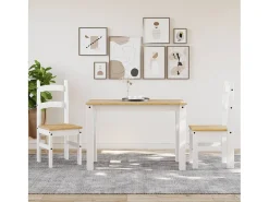 Juego de 2 Sillas de comedor madera maciza pino blanco 40x46x99 cm ES619435