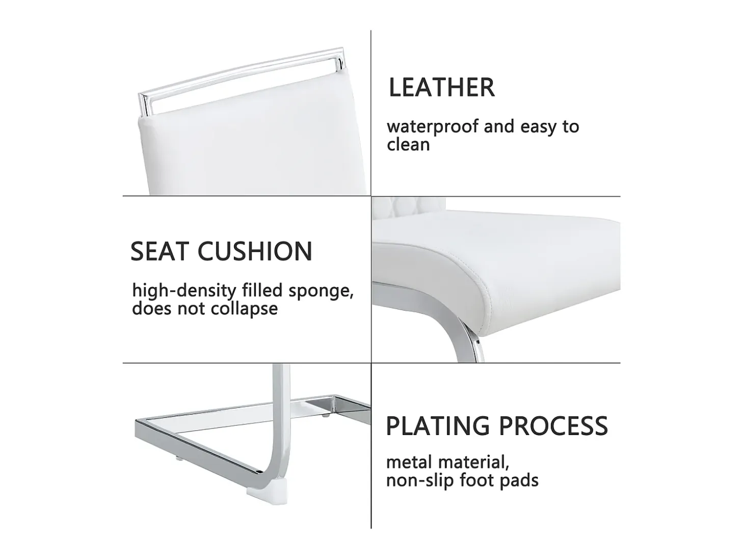Juego de 4 sillas de comedor modernas con respaldo alto y patas tapizadas, respaldo de rayas cruzadas para comedor, cocina y oficina, color blanco