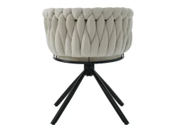 Juego de 2 sillas de comedor giratorias - terciopelo beige - con reposabrazos acolchados y patas de metal