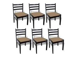 Juego de 6 Sillas de comedor madera maciza y terciopelo marrón ES173276
