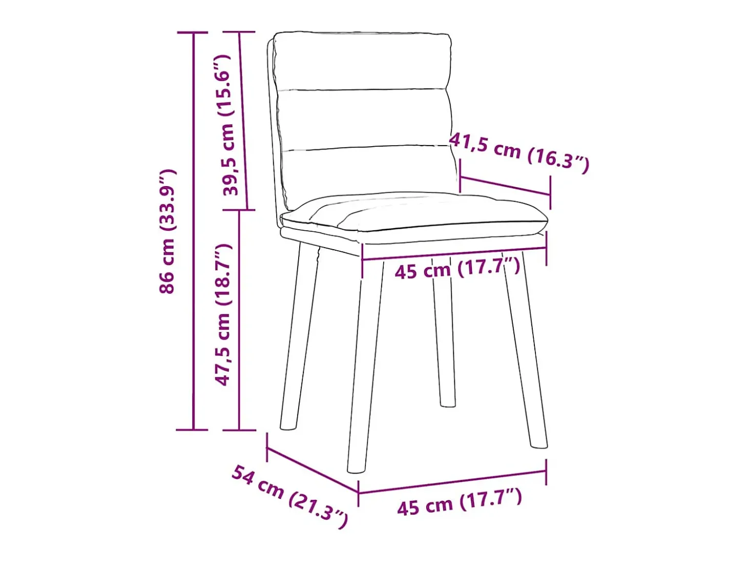 Juego de 4 sillas de comedor de tela gris oscuro