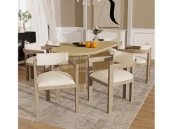 Juego de 2 sillas de comedor de madera maciza - 57,5 x 60,5 x 78,5 cm - estilo moderno - lino - natural