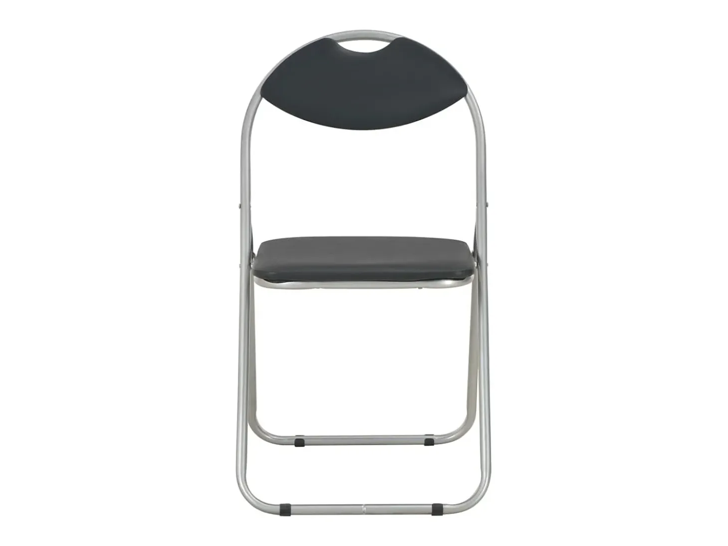 Juego de 6 sillas de comedor plegables de piel sintética negra