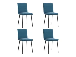 Juego de 4 sillas de comedor de terciopelo azul