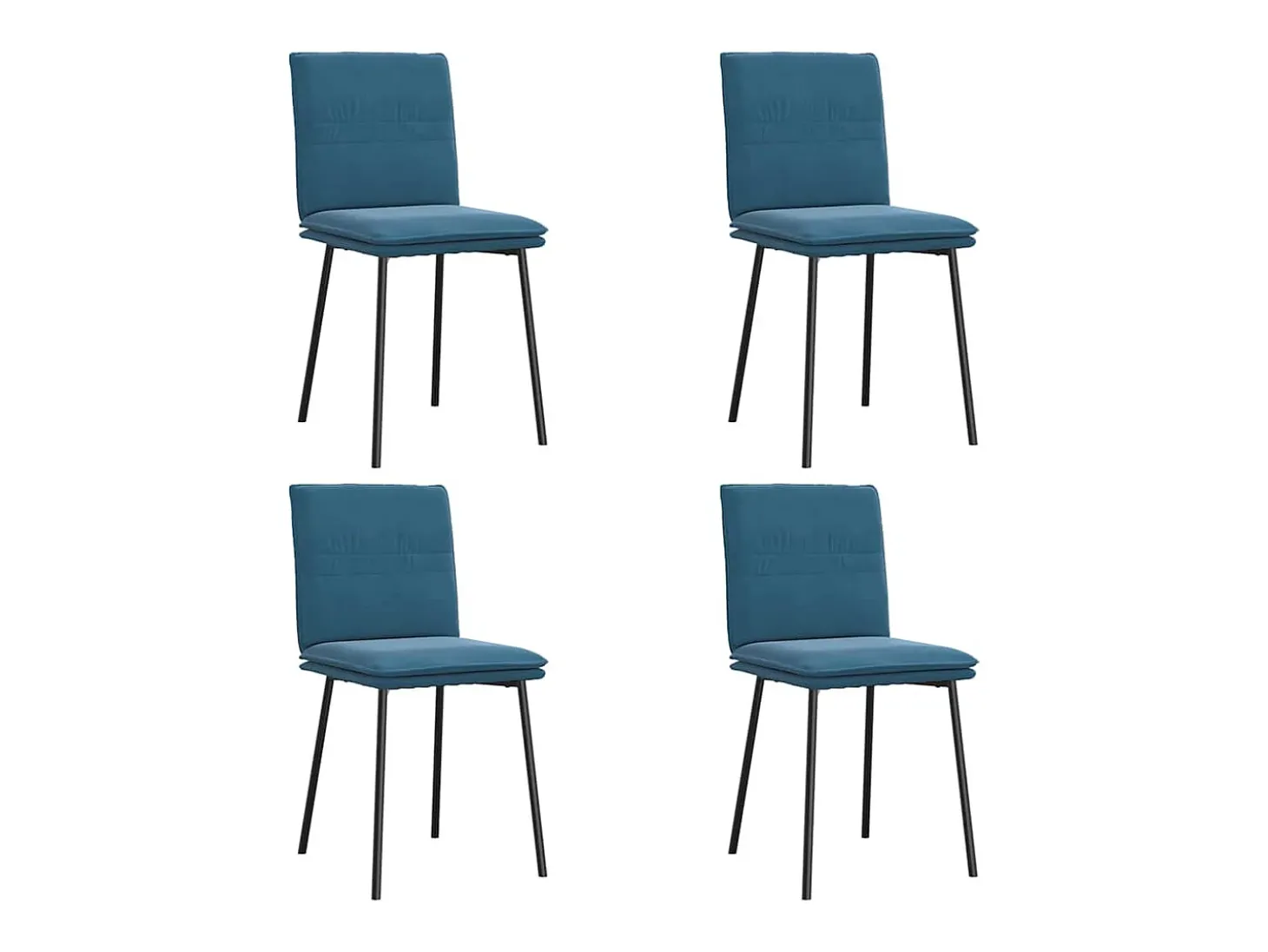 Juego de 4 sillas de comedor de terciopelo azul