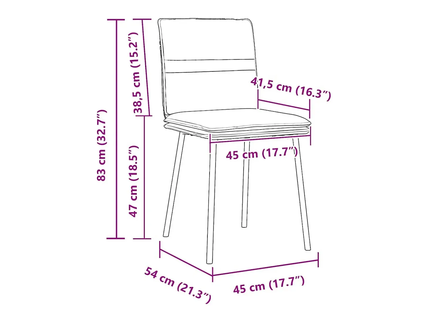 Juego de 4 sillas de comedor de terciopelo azul