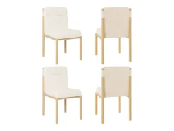 Juego de 4 sillas de comedor - 46 x 52 x 80,5 cm - estructura efecto roble y asientos acolchados - tela sherpa - beige.