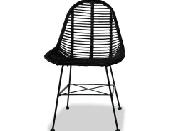 Juego de 2 sillas de comedor de ratán natural negro