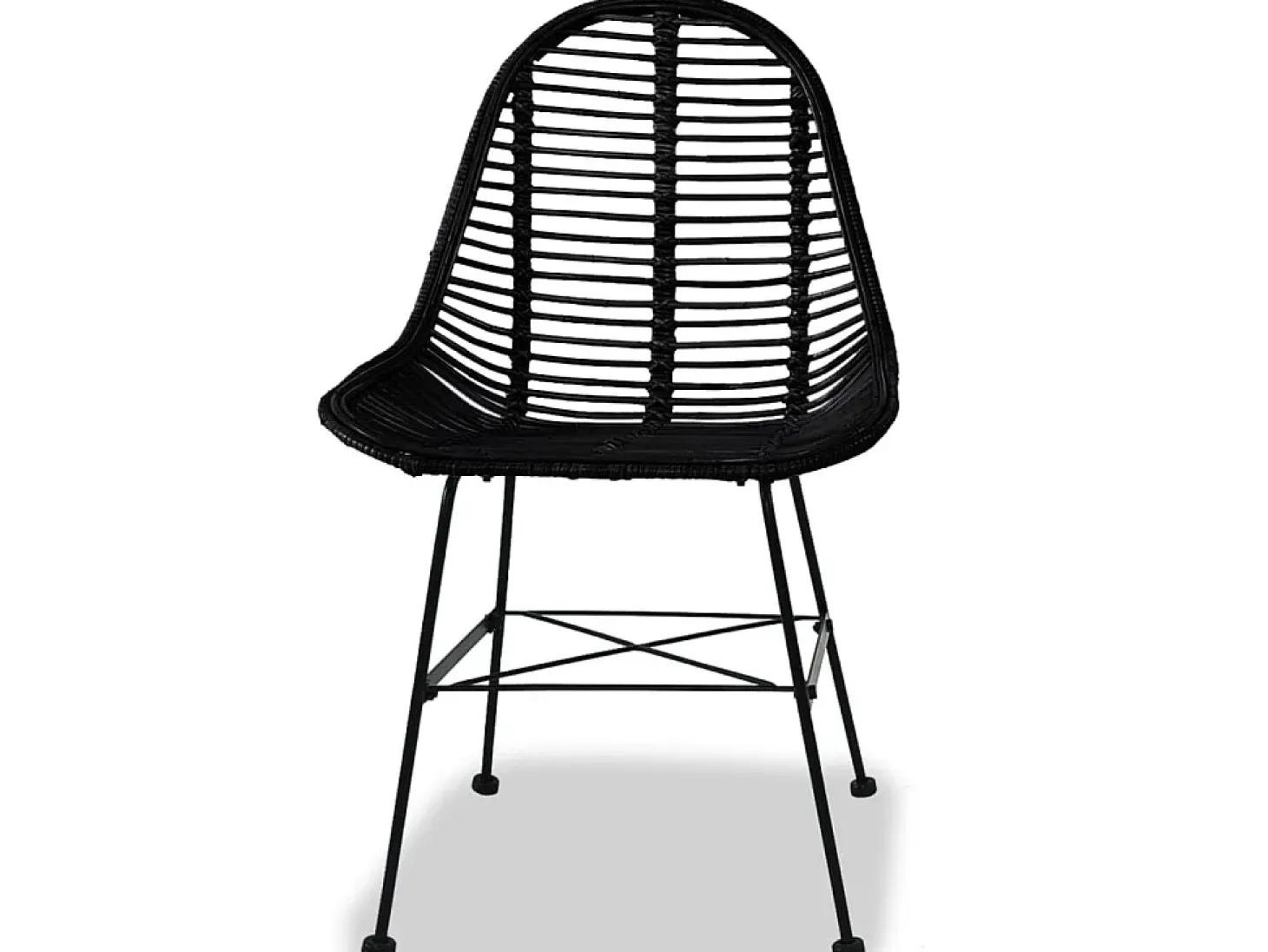 Juego de 2 sillas de comedor de ratán natural negro