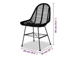 Juego de 2 sillas de comedor de ratán natural negro