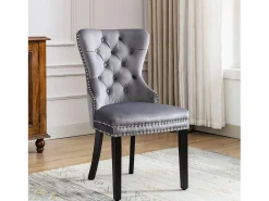 Juego de 2 sillas de comedor de terciopelo - 51 x 51 x 97 cm - sillón - silla de descanso - gris