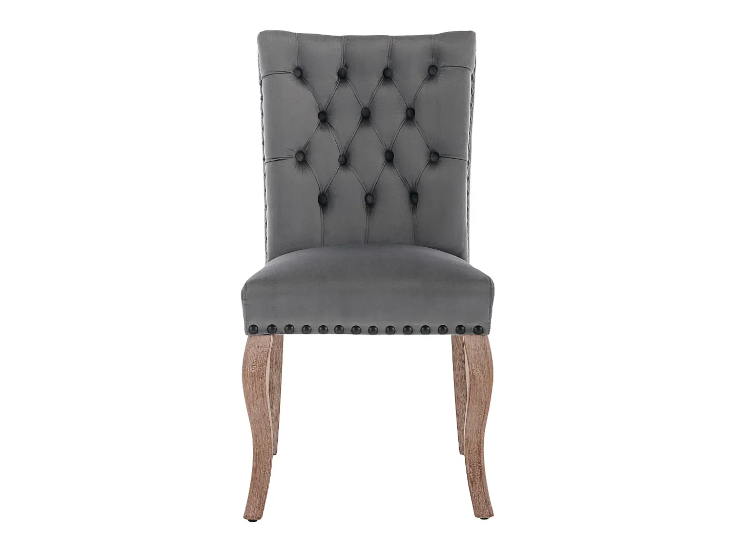 Juego de 4 sillas de comedor - silla de comedor de terciopelo gris - con respaldo acolchado y patas de madera